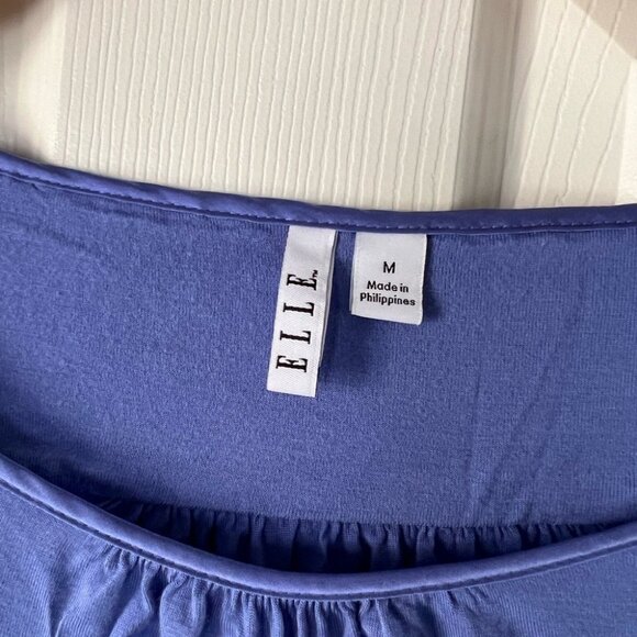 ELLE Women’s Periwinkle Blue Long Sleeve Top Textured Yoke Detail Size M - Picture 2 of 3